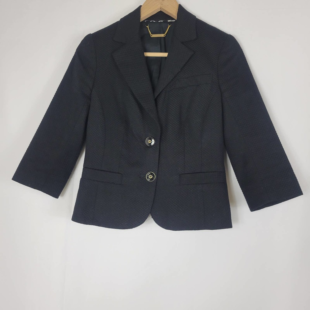 Trina Turk Solid Black Long Sleeve 2-Button Blazer Jacket Women's 4